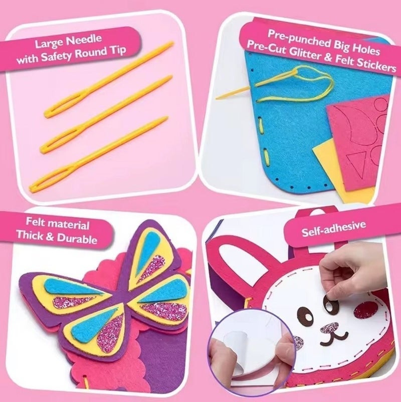 Avibo Unicorn Craft Bag for Kids A sewing and decorating 50 pieces kit to create a shiny and unique bag, promoting creativity and skills and providing hours of fun and accomplishment - Image 2